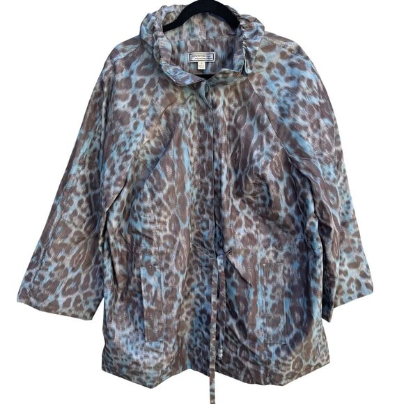 Simonton Says Jackets & Blazers - Simonton Says Leopard Print Watercolor Drawstring Waist Windbreaker Jacket 1X